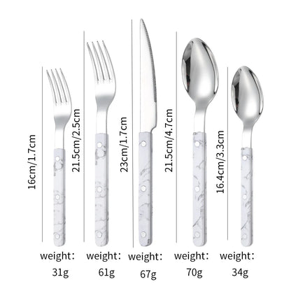 Fashion New Colorful Handle 304 Cutlery Set  Stainless Steel Creativity Gift Flatware Knife Fork Spoon dinnerware set