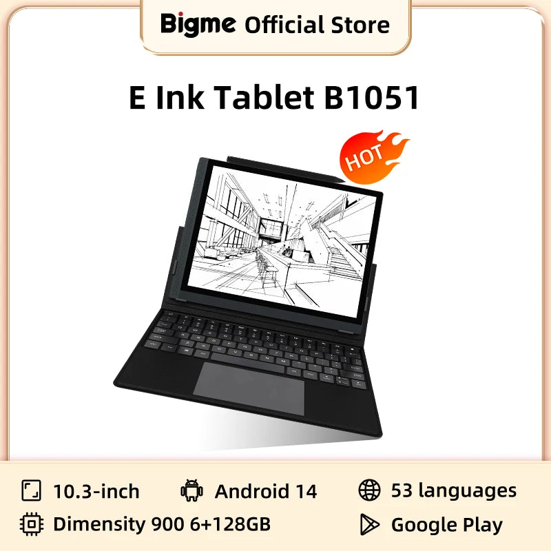 Bigme B1051 10.3'' Ebook Reader Android 14 Electronic Book Tablet Ereader, Demensity 900, 6+128GB E-ink EBook B1051 Lite 4+64GB