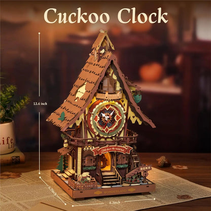 Robotime Rokr 3D Wooden Puzzle Cuckoo Clock Kit Black Forest Style with Working Bird  DIY Clock Model Kit for Kids Adults Model