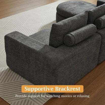 99" Modular Sectional Sofa, Cloud Sectional Couch with Neck Pillow & Deep Seat,Chenille Boneless Couches with L-Shape,Customized