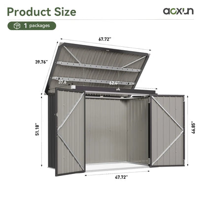 80 cu.ft Metal Outdoor Storage Shed with Chain Lid Waterproof Garbage Can Organizer for 2 Bins Toys Garden Tools, Customized