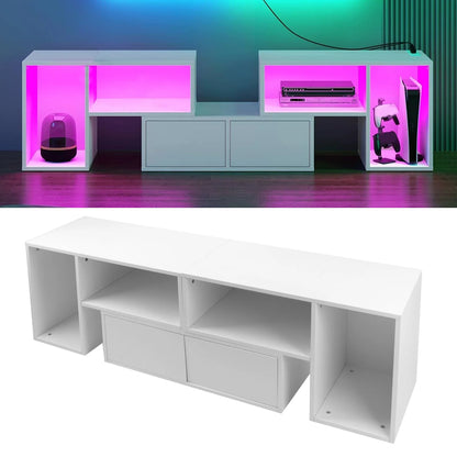 Board TV Cabinet Stand Panel Set with LED Light Drawer Durable High Quality Easy Using Brand New Living Room Home Furniture