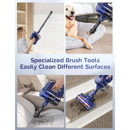 Cordless Vacuum Cleaner, 23kpa Powerful Lightweight Stick Vac with LED Headlights, 3 Modes, 45 Mins Runtime, Rechargeable Portab