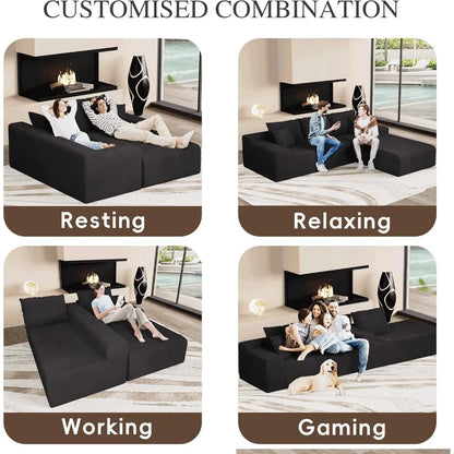 106” Modular Sectional Sofa, Cloud Sectional Couch with Deep Seat, Modern Modular L-Shape Sofa Couch with Chaise