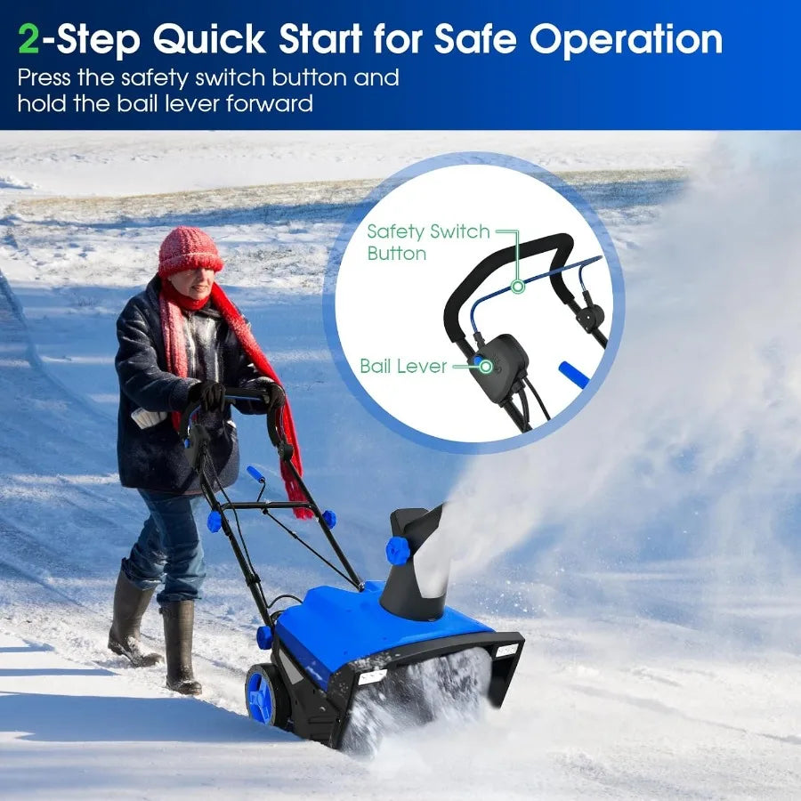 20 Electric Snow Blower 15-AMP Corded Snowblower with LED Headlights 180 Rotating Chute 30FT Throwing Distance 10 Depth Clearin
