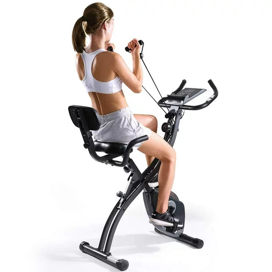 Exercise Bike Folding Magnetic Upright Stationary Bike with Pulse Sensor LCD Monitor Indoor Cycling Bike Stationary Bike