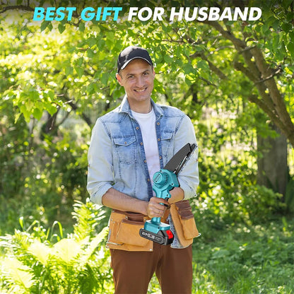 Seesii 6-inch Cordless Mini Chainsaw Electric Power Chain Saw Tree Trimming Wood Cutting for Makita 18V Battery pin