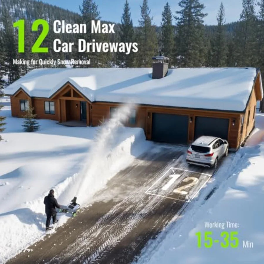 Cordless Snow Blower Electric Snow Thrower 19 Inch 40V 4.0Ah Battery Powered Snow Removal 1500W Brushless Motor 25FT Throw Dist