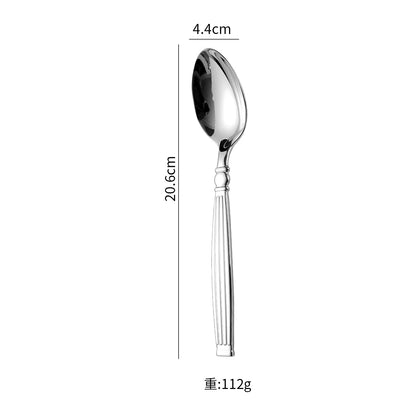 roman column Western Silver Cutlery Set Elegant Striped Handle Tableware Stainless Steel 304 Knife Fork Spoon spoon and fork set