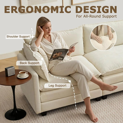78" Modular Sectional Sofa, Cloud Couch Loveseat Sofa, Deep Seat Washable Chenille Fabric Sofa with Throw Pillows,, Customized