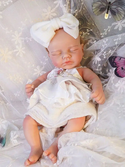30cm Realistic Silicone Reborn Baby Doll Sleeping Girl with Pacifier Hand Painted Details for Birthday Gifts Educational Accesso