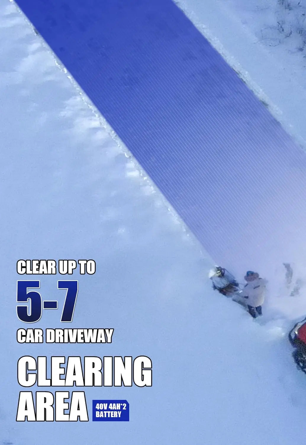 ZZM  Snow Blower Cordless 40V Electric Brushless with LED 2Pcs 40V 4.0Ah Battery Longer Running Time for Wet Snow and Heavy Snow