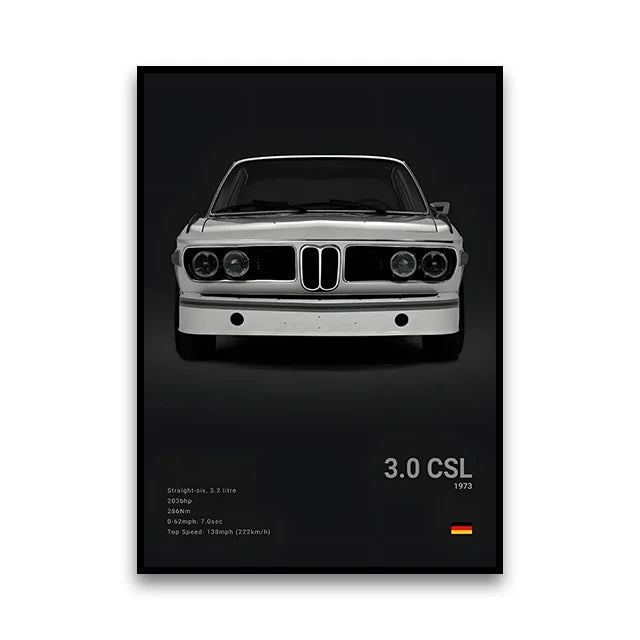 2-A1 Famous Cars G80 M3C Canvas Wall Art Print Poster E30 M3 Z8 Decorative Mural Modern Home Decor Birthday Gift Unframed