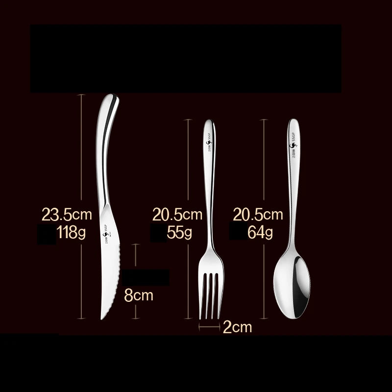 LFGB Certificate 316 Stainless Steel Steak Cutlery 4 Pcs Knives and Spoon and Fork Set Family Gift Classical Flatware Tableware
