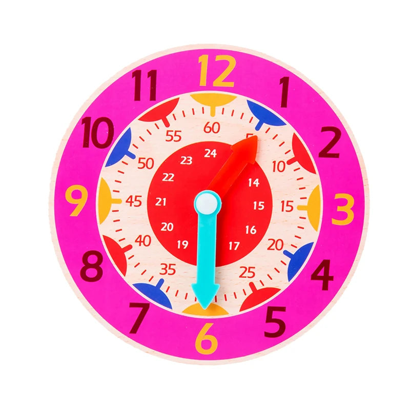 Kids Montessori Wooden Clock Toys Time Learning Teaching Aids Educational Toys For Children Primary School Clever Board Toy