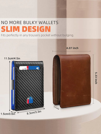 Minimalist men's wallet multifunctional RFID blocking front pocket portable card holder solid color large capacity 11 cardwallet