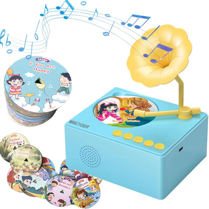 Toddlers Story Musical Toys-Kids Phonograph Story Music Player with 96 Cards-Children's Educational Birthday Xmas Gifts
