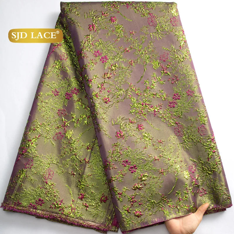 SJD LACE African Lace Fabric 2025 High Quality French Gild Brocade Jacquard Lace Fabric For Women Wedding Party Dresses Sew 3464