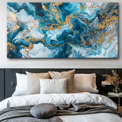 Canvas print poster Blue abstract art canvas wall art painting, art works wall painting, suitable for living room