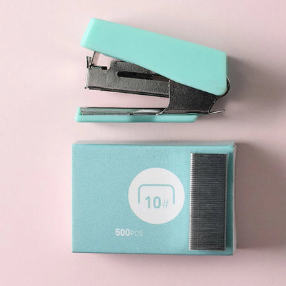 Mini Desktop Stapler Set with 400 Staples Portable Office Stationery Kit Home School Supplies Compact Paper Fastener Tool