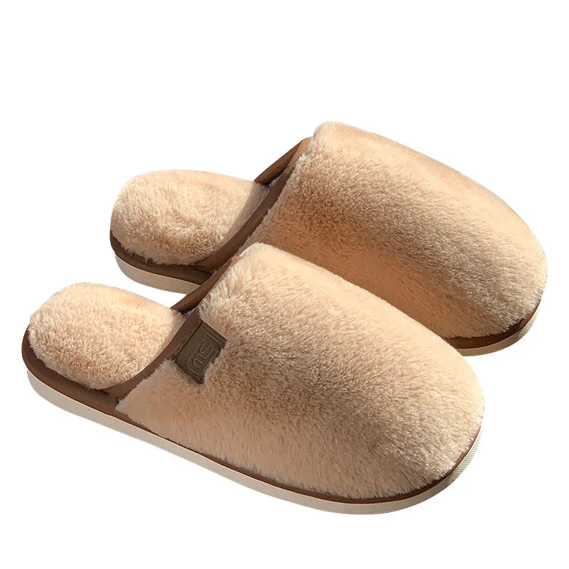 Crestar Women Warm Fuzzy Slippers Winter New Plush Indoor Flat Slides Comfy Soft Sole Fur Men Shoes Fluffy House Cotton Slippers