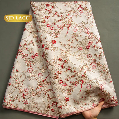 SJD LACE African Lace Fabric 2025 High Quality French Gild Brocade Jacquard Lace Fabric For Women Wedding Party Dresses Sew 3464