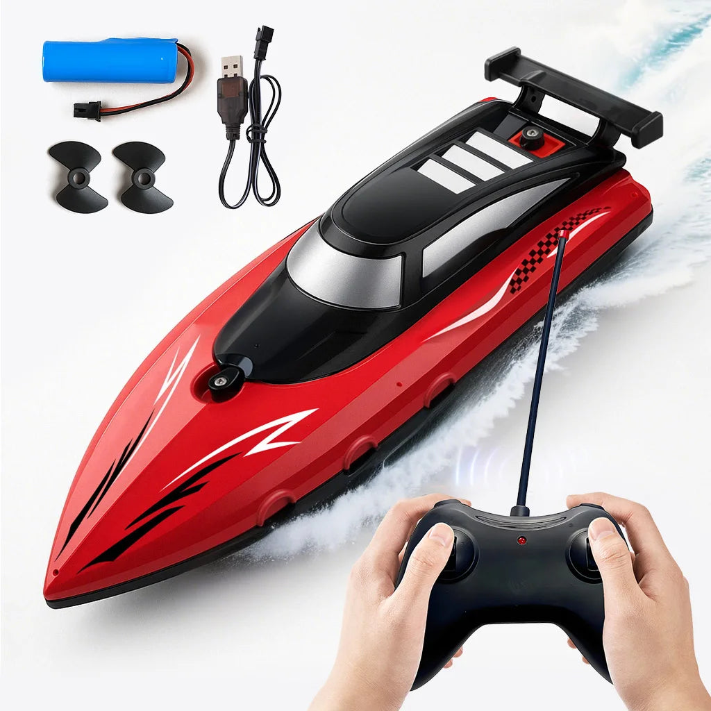 Remote Control Boat Toy for Kids Boys Age 6-12, 2.4GHz/27MHz RC Ship Model, High-Speed Racing Boat for Pool Lake Outdoor Play