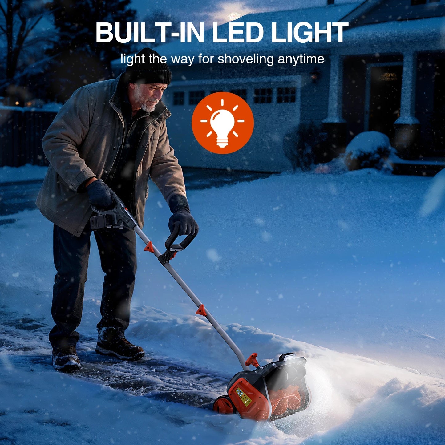 TaskStar Electric Snow Shovel With LED Light&Wheels 23Ft Distance 40V 16x8-inch Brushless Snow Blower 2 5.0Ah Batteries&Charger