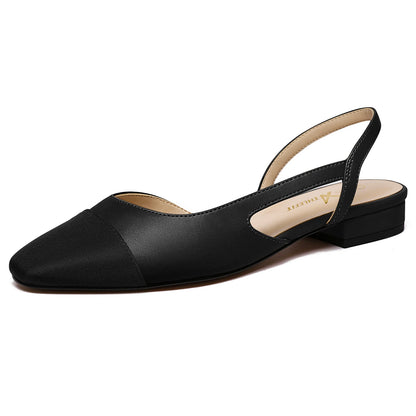 Slingback Flats for Women Square Pointed Toe Two Toned Flats Wedding Pumps for Women