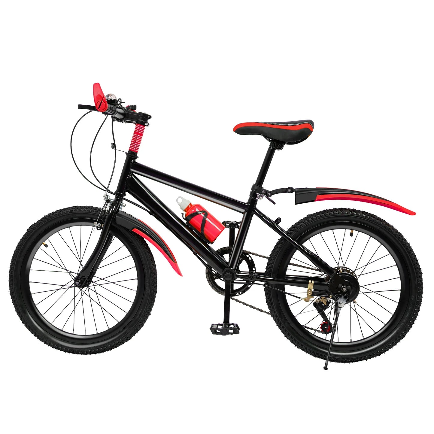 20" Mountain Bike 7 Speeds Kids Bicycle Dual-Disc Brakes Unisex Children's Bicycle Height Adjustable MTB Boys Girls Riding Bike