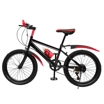 20" Mountain Bike 7 Speeds Kids Bicycle Dual-Disc Brakes Unisex Children's Bicycle Height Adjustable MTB Boys Girls Riding Bike