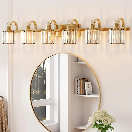 Crystal Gold Bathroom Vanity Light 6 Light Modern Bathroom Vanity Light Fixtures Over Mirror Modern Crystal Vanity Lighting