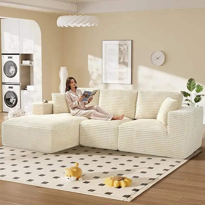 108" Comfy L Shaped Sectional Couches, Modular Sectional Sofa Boneless Cloud Couch for Living Room, Modern Deep Seat Cozy