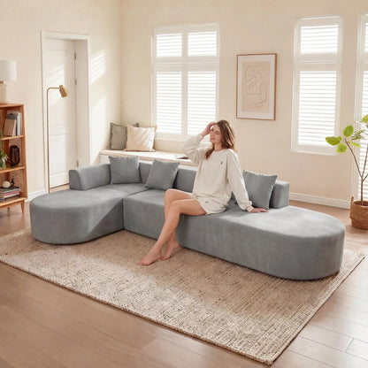 L Shaped Oversized Modular sectional couches Sofa,135" Boneless Couch, Compression Sofa for Living room No Assembly 5Seater,grey