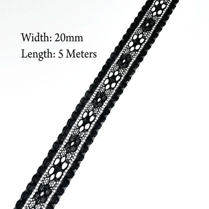 5 Meters White Black Lace Ribbon Assorted Pattern Trims for Gift Wrapping Christmas Wedding Decorations DIY Crafts Sewing Supply