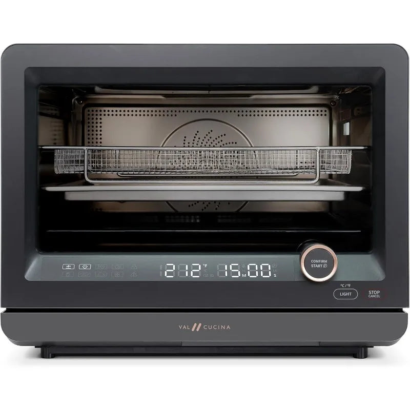 7-in-1 Steam Convection Oven Countertop with Air Fry, Bake, Sous Vide, Ferment, Built-in Recipes | Anti-Scalding | 1500W (Black)