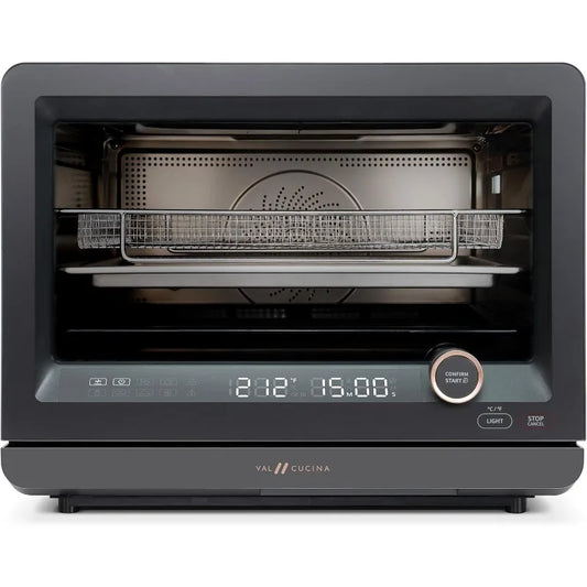7-in-1 Steam Convection Oven Countertop with Air Fry, Bake, Sous Vide, Ferment, Built-in Recipes | Anti-Scalding | 1500W (Black)