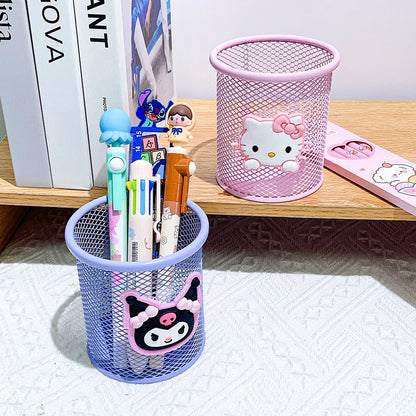 Cute Sanrio Hello Kitty Kuromi Metal Pen Holder School Supplies Cosmetics Storage Gift for Wife