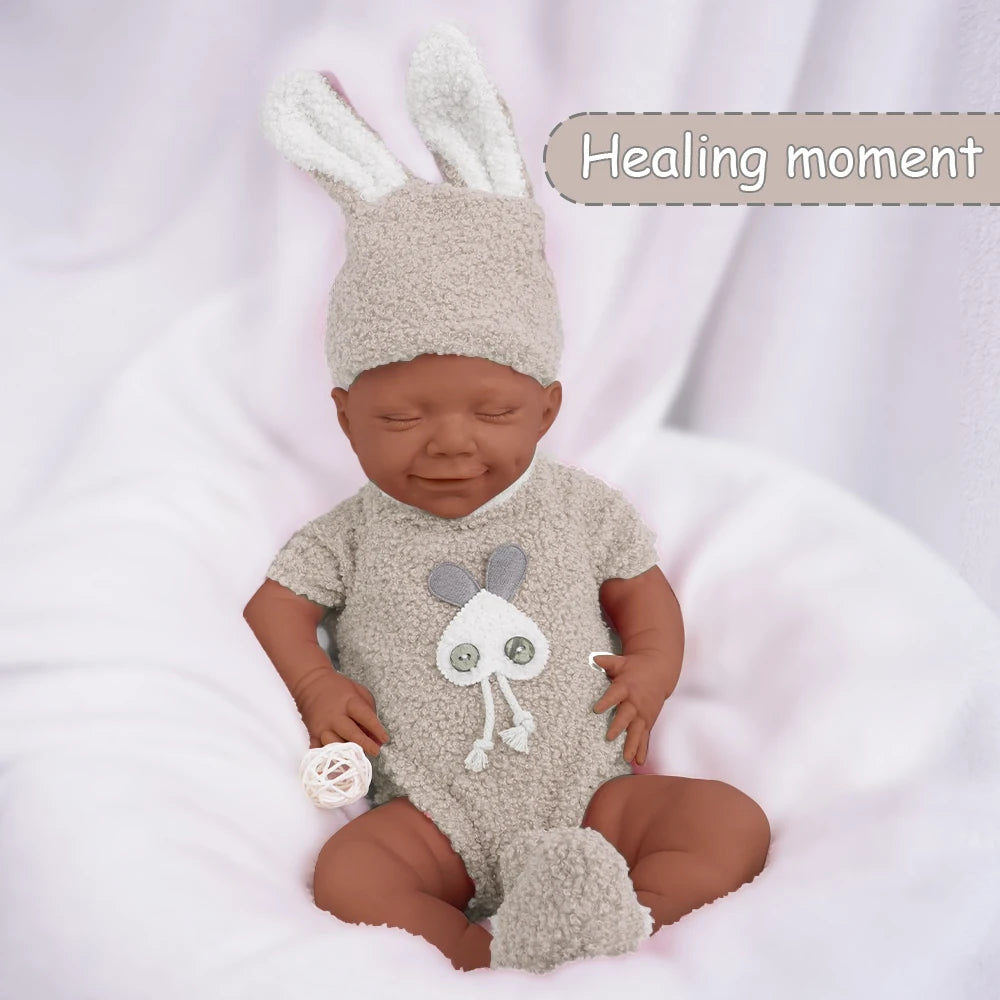 17.7 inches/2.7kg all silicone cute baby girl reincarnation doll natural sweet smile+closed eye design is the best gift