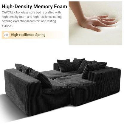 130" U Shaped Boneless Couch, Cloud Boneless Sectional Couches For Living Room, Modular Spineless Sofa Bed With, Customized