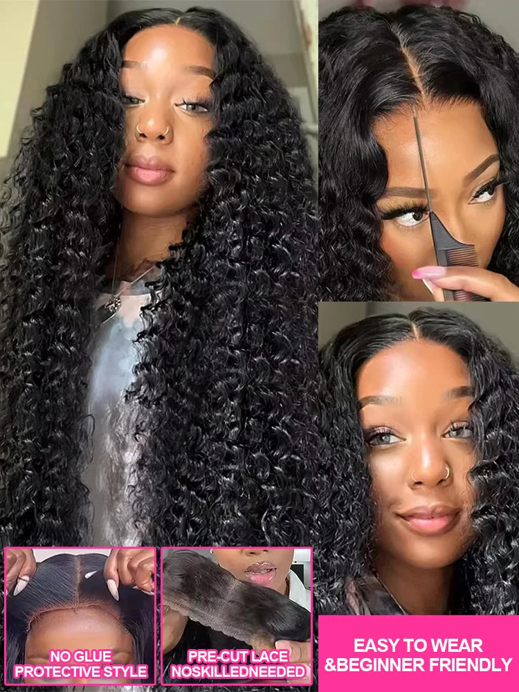 Water Wave Glueless Wig Human Hair Curly 13x6 13x4 HD Frontal Wig 250% Deep Wave Wigs Wear Go 7x5 HD Lace Closure Wig Sale CEXXY
