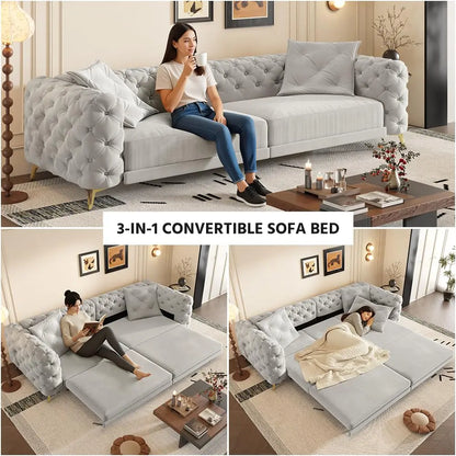 97.7" King Size Sleeper Sofa Bed, 3-in-1 Convertible Pull Out Sleeper Couch with Ottoman, Oversized, Customized