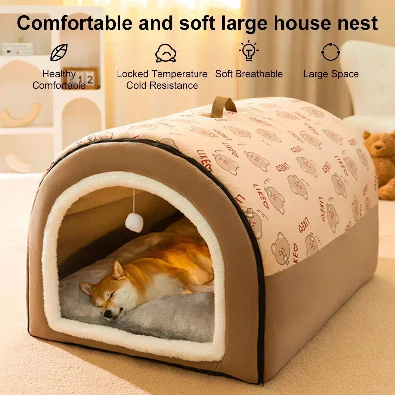 Warm Dog House Detachable Pet Sleeping Bed for Small Medium Dogs Cats Soft Non-slip Dog Kennel Puppy Kitten Nest Pet Supplies