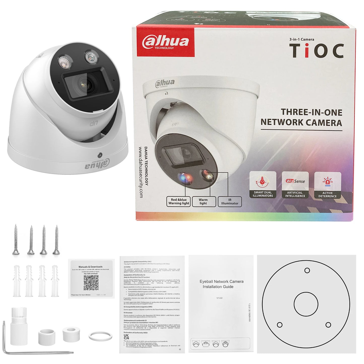 Dahua 8MP Camera IPC-HDW3849H-AS-PV S5 Series Smart Dual Light Active Deterrence Fixed-focal WizSense Two-way Talk SD Card Slot