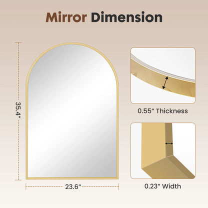 JHK 26"x38" Arched Metal Framed Bathroom Mirrors for Wall  Hanging Mirror Glass Mirror Modern Wall Decor For Bedroom Entryway