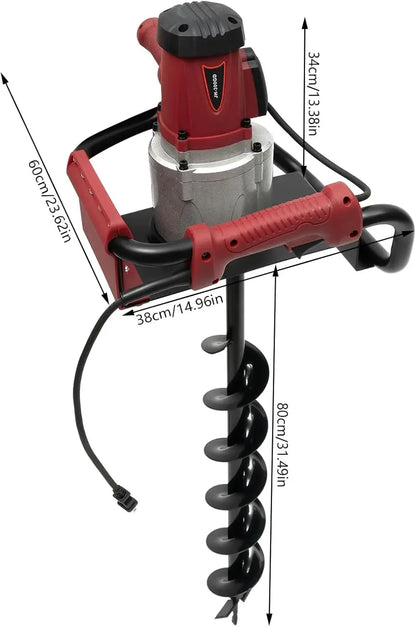 1500W Post Hole Digger,Electric Post Hole Auger Earth Auger Digging Dril Digging MachineTrenching in Garden (1500W,1x6" Drill)