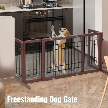 38"-71" Freestanding Pet Gate Foldable Puppy Fence Dog Gate Doorway, Freestanding Foldable Wire Pet Gate, Pet Puppy Safety Fence