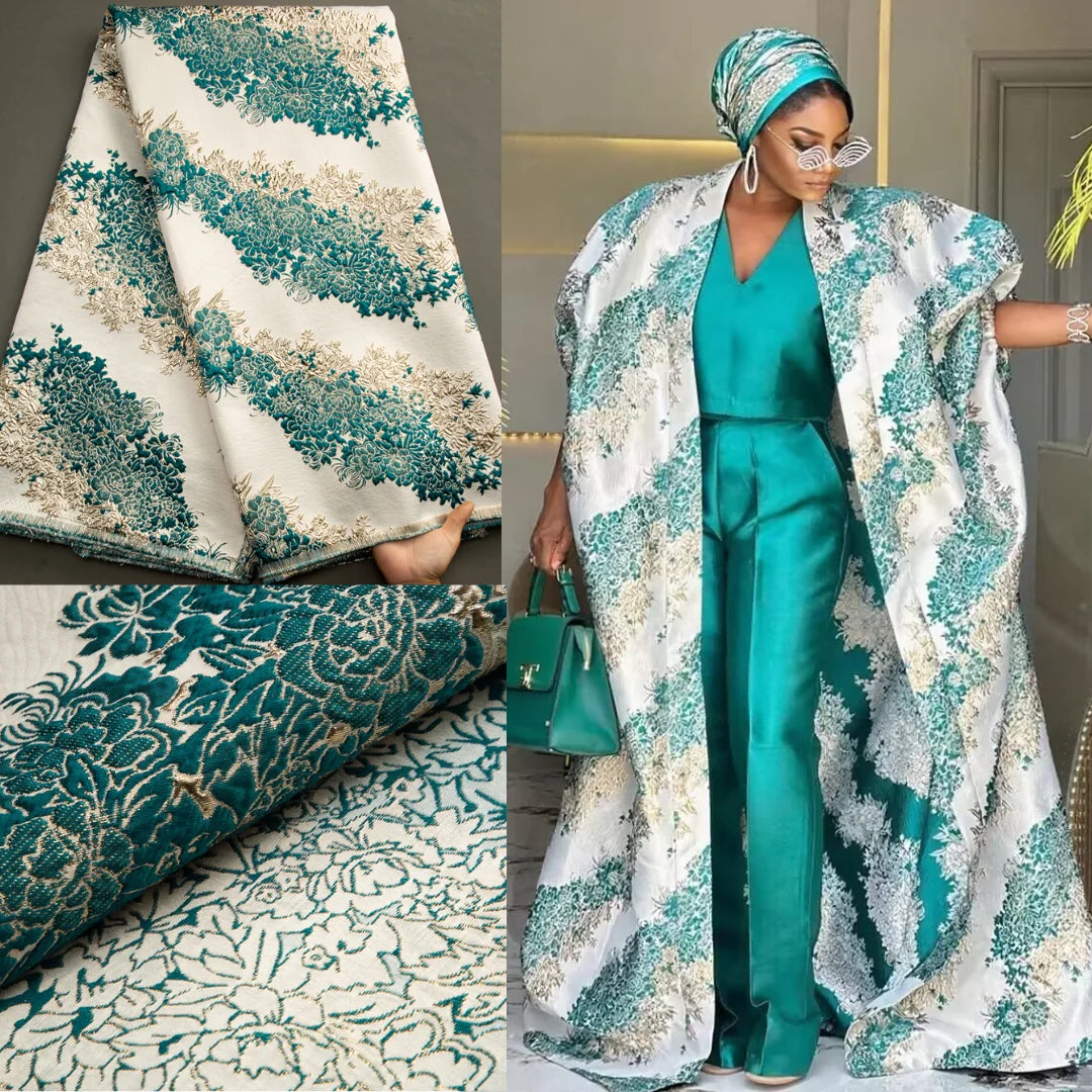 SJD LACE African Lace Fabric 2025 High Quality French Gild Brocade Jacquard Lace Fabric For Women Wedding Party Dresses Sew 3482