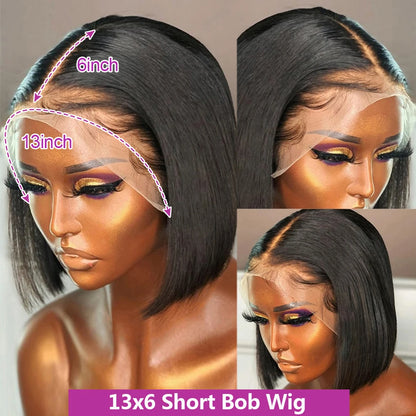 Straight Bob Glueless Wig Human Hair Brazilian Pre cut Lace Wigs 13x6 Lace Frontal Wigs For Women 13x4 HD Lace Short Bob Wigs