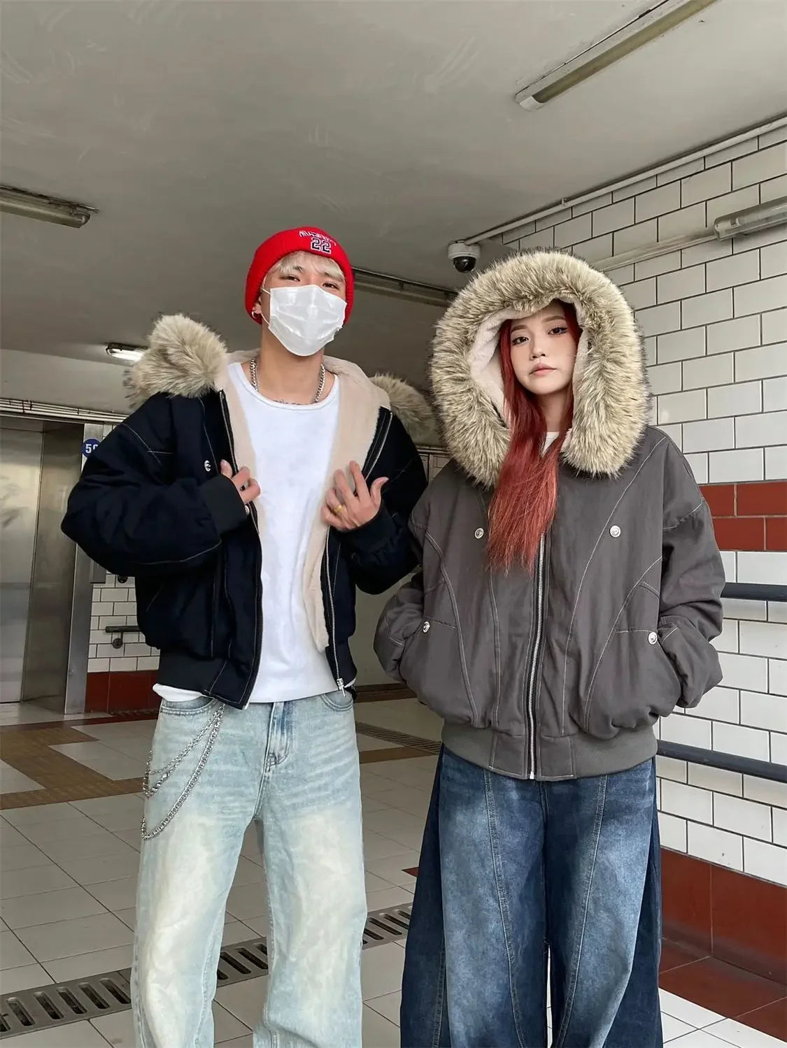 2000s Aesthetic Black Elegant Jacket Woman 2025 Winter Y2k Zip Up Hooded Design Harajuku Coat Female Loose Casual Chic Outfits